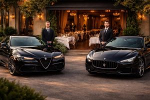 découvrez nos services gastronomiques d'exception avec chauffeurs experts, à bord des élégantes alfa romeo giulia et maserati ghibli pour une expérience unique alliant luxe et saveurs.
